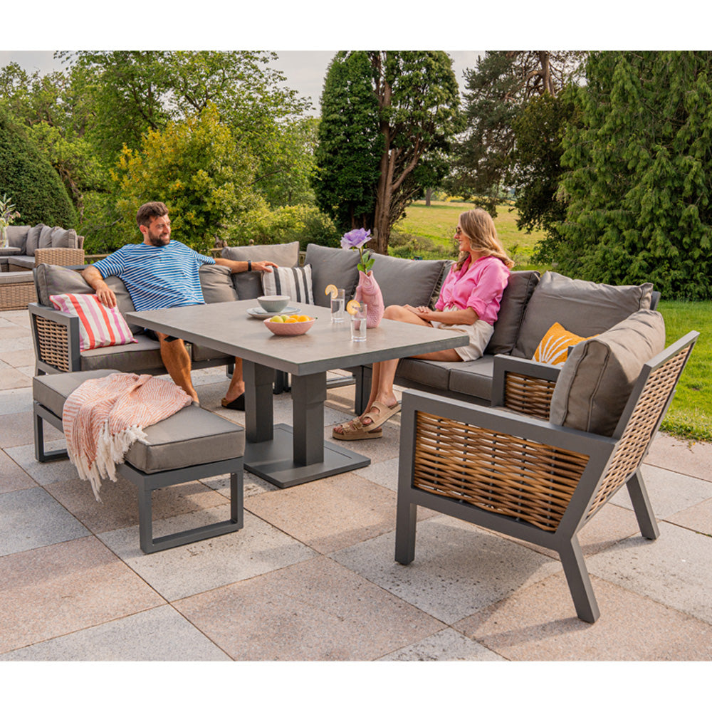 Berlin 9 Seater Aluminium Outdoor Garden Sofa Set with Lifting Table and Bench