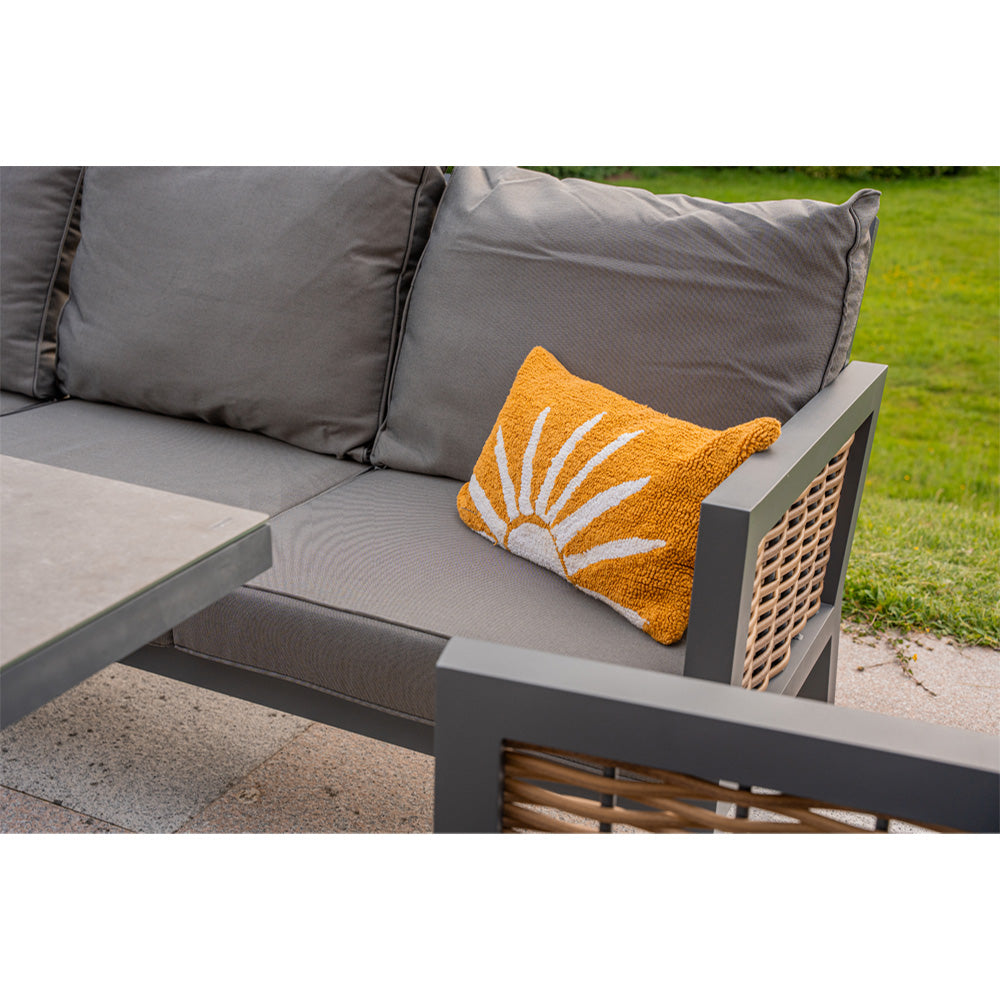 Berlin 9 Seater Aluminium Outdoor Garden Sofa Set with Lifting Table and Bench