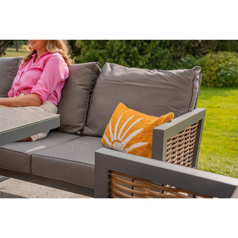 Berlin 9 Seater Aluminium Outdoor Garden Sofa Set with Lifting Table and Bench
