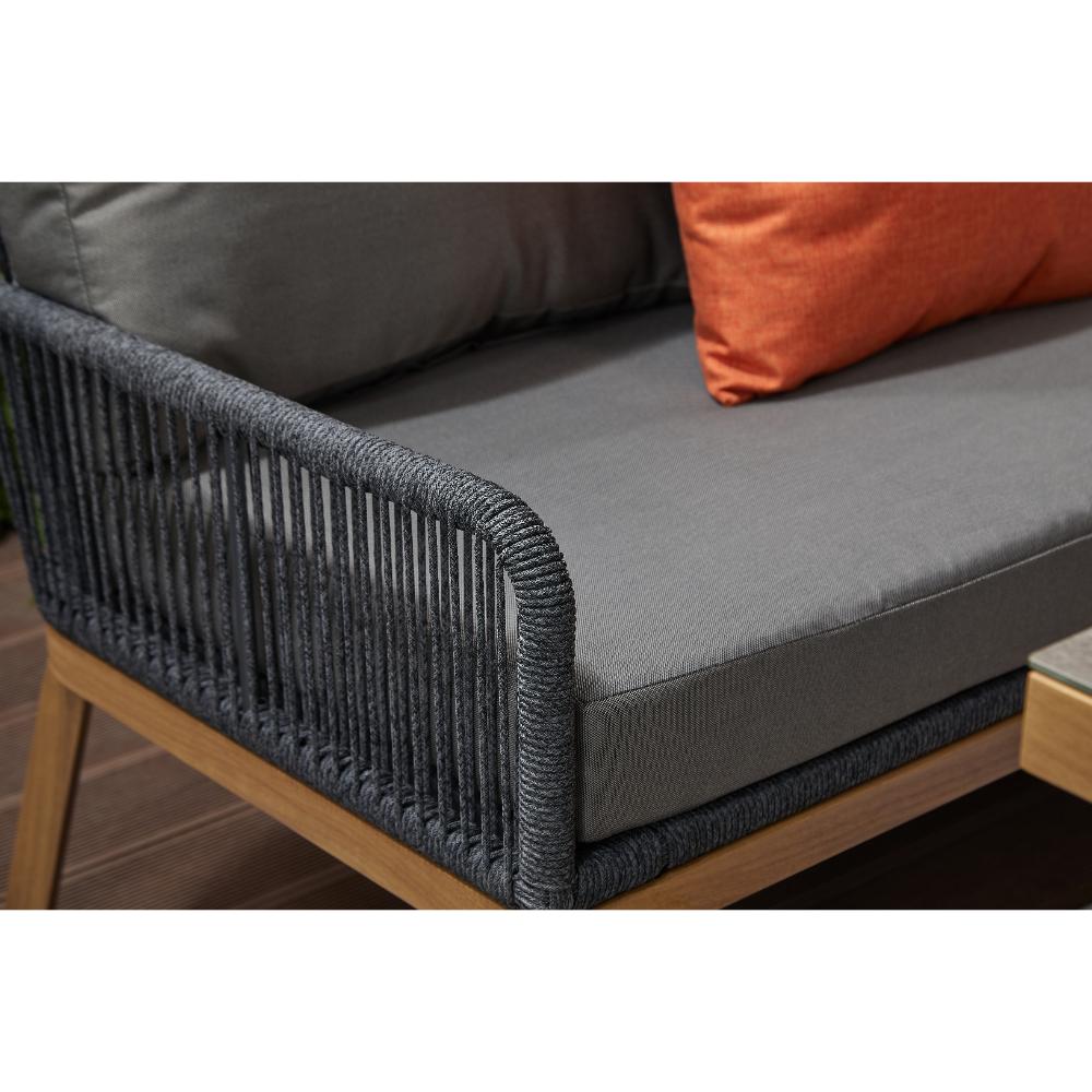 Berlin Outdoor aluminum & Rope 10-Seater Corner Sofa Set with Firepit Table