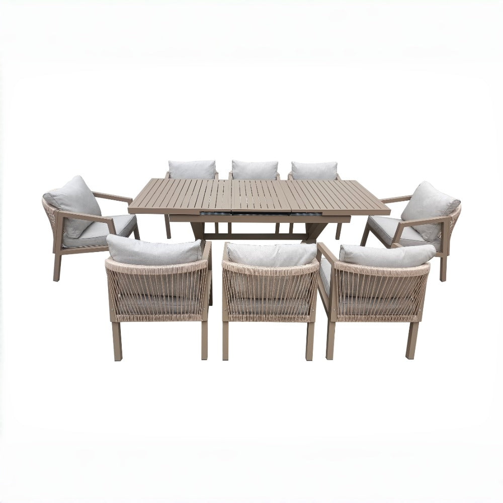 6 and 8 Seater Aluminium Garden Dining Set with Extension Dining Table