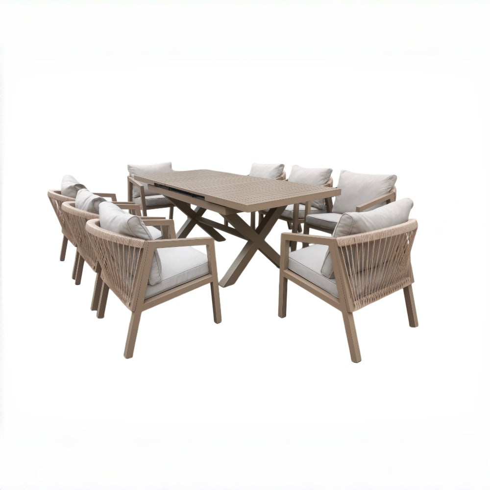 6 and 8 Seater Aluminium Garden Dining Set with Extension Dining Table