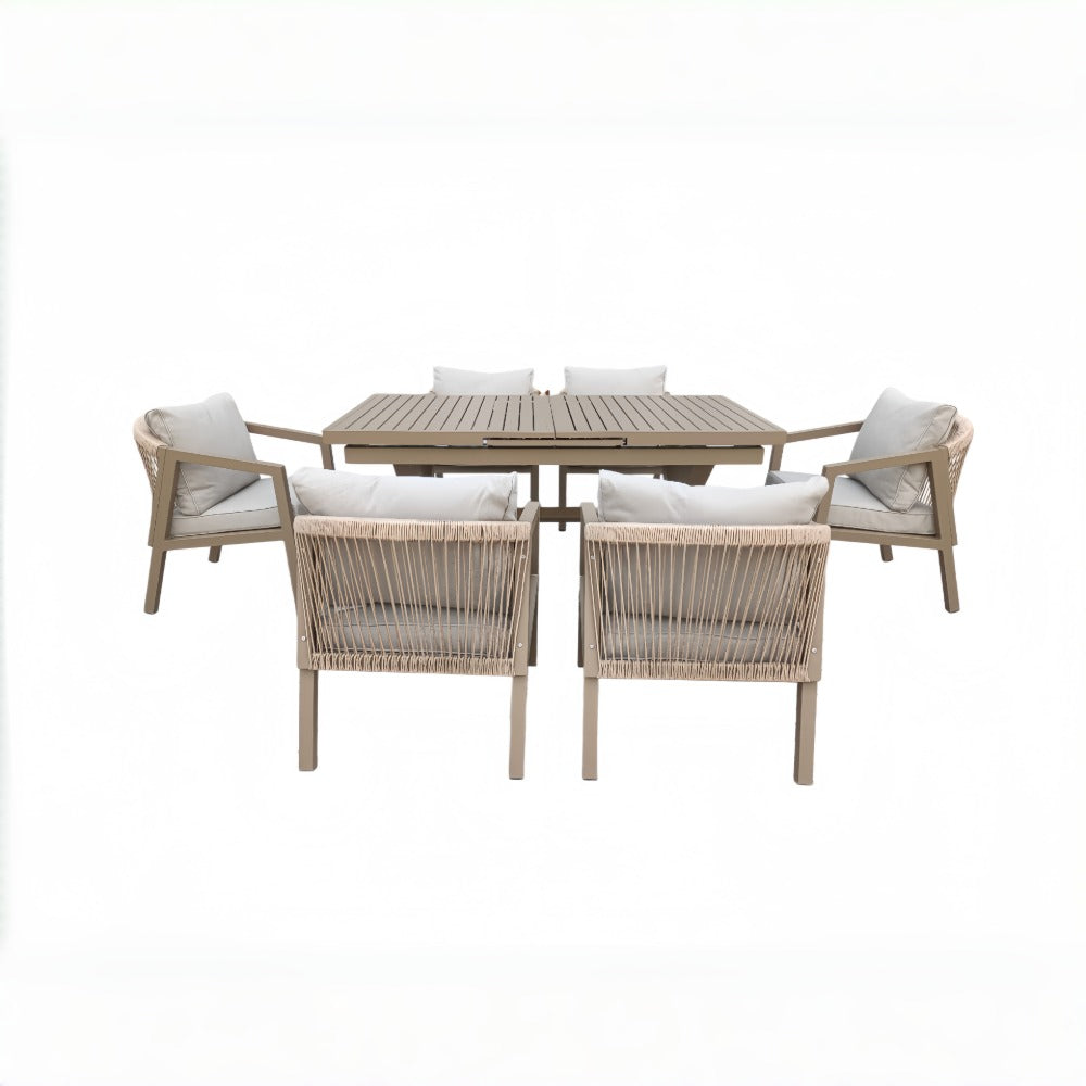 6 and 8 Seater Aluminium Garden Dining Set with Extension Dining Table