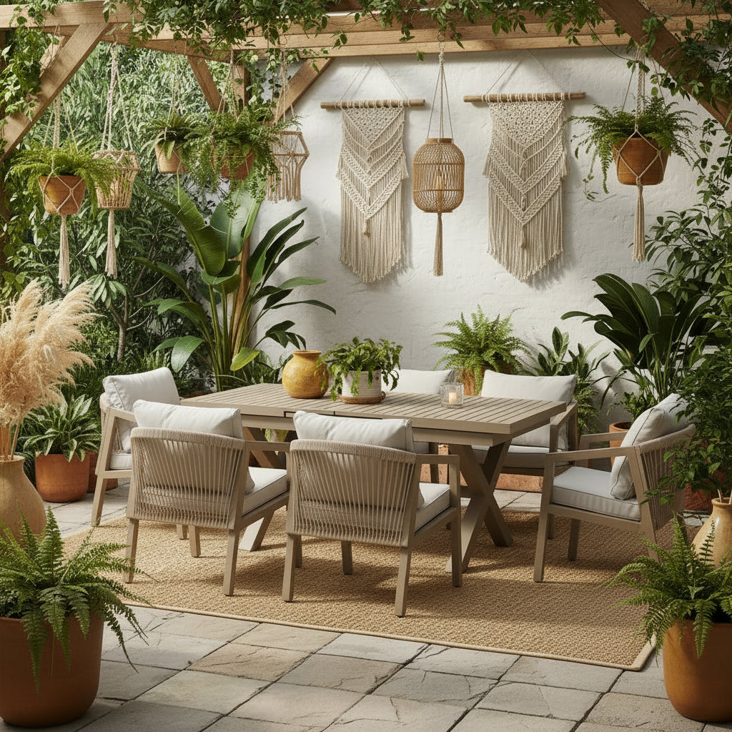 6 and 8 Seater Aluminium Garden Dining Set with Extension Dining Table
