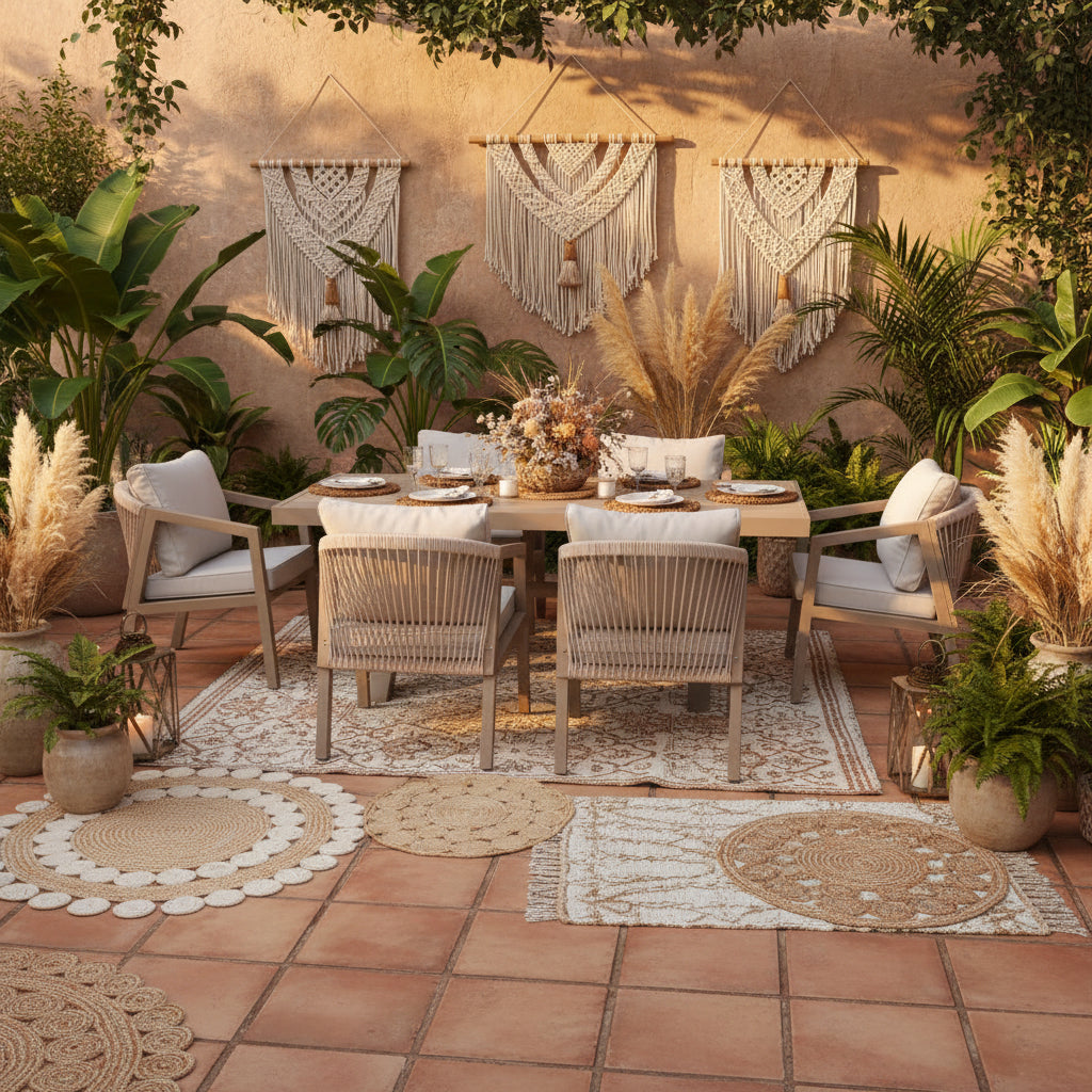 6 Seater Aluminium Garden Dining Set with Firepit Table Option
