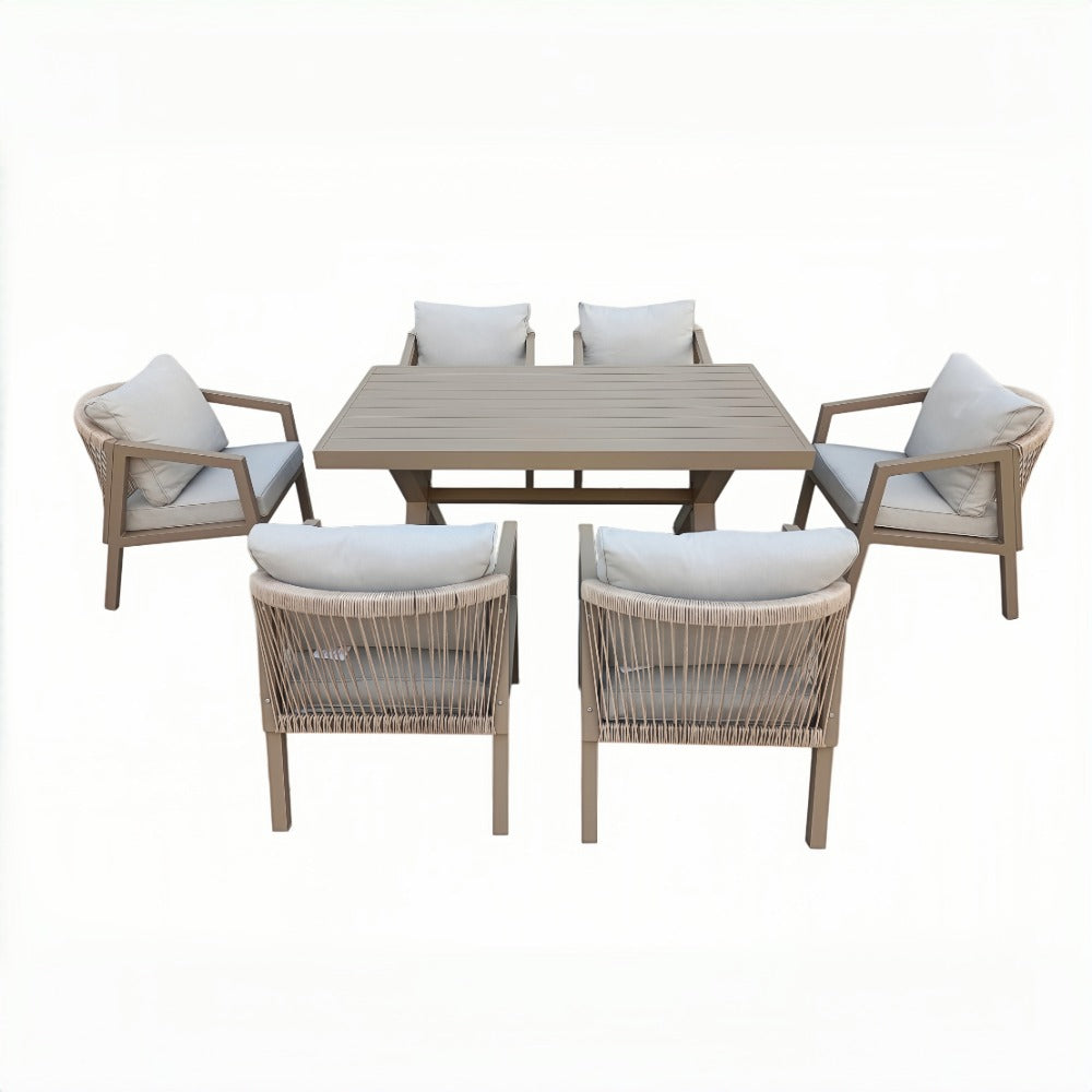 6 Seater Aluminium Garden Dining Set with Firepit Table Option