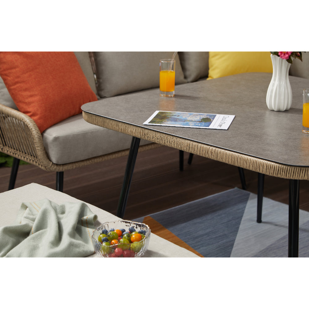 Lisbon 9 Seater Rope Corner Sofa Dining Set with Bench and Table
