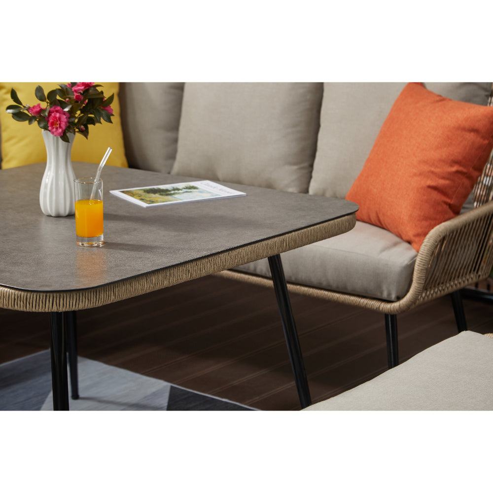 Lisbon 9 Seater Rope Corner Sofa Dining Set with Bench and Table