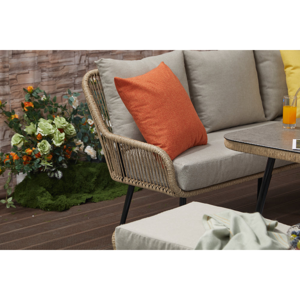 Lisbon 9 Seater Rope Corner Sofa Dining Set with Bench and Table