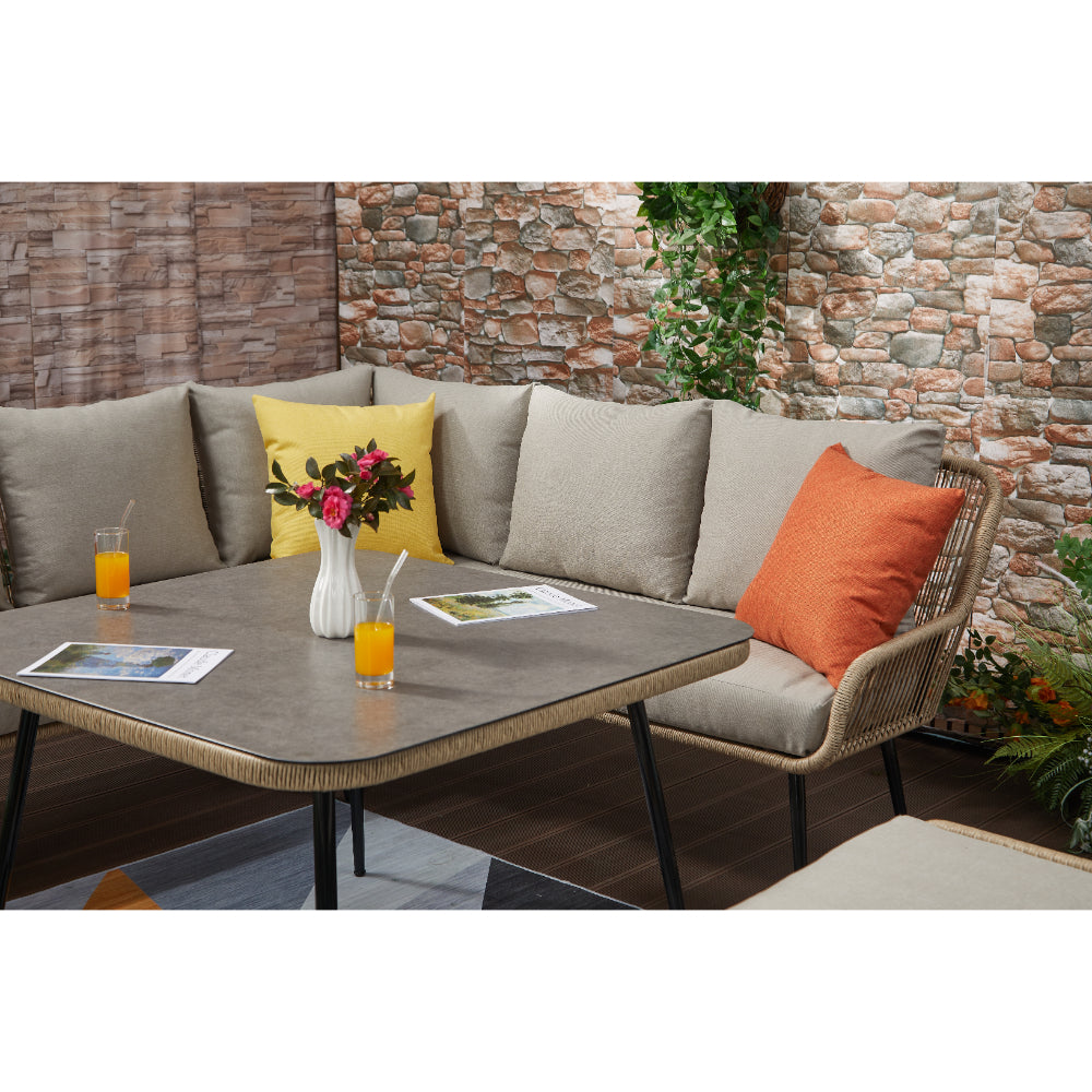 Lisbon 9 Seater Rope Corner Sofa Dining Set with Bench and Table