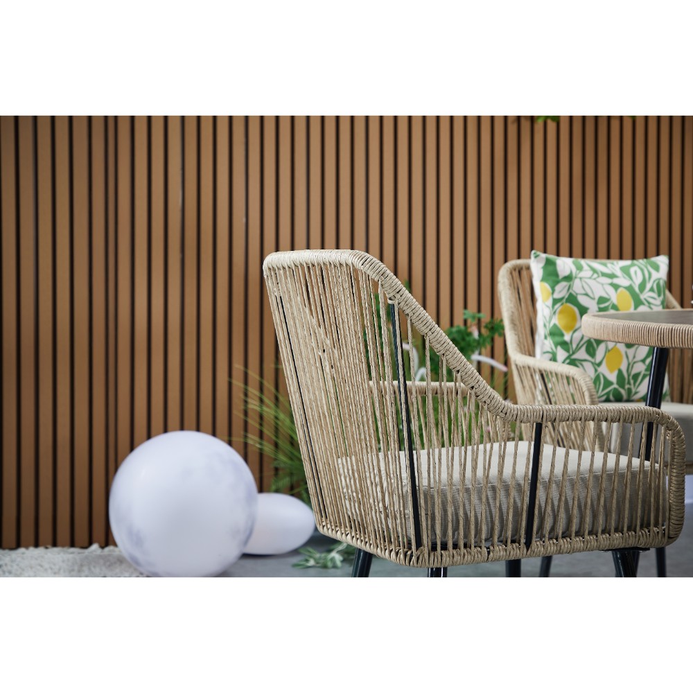 Lisbon 4 Seater Rope Garden Dining Set with Round Table