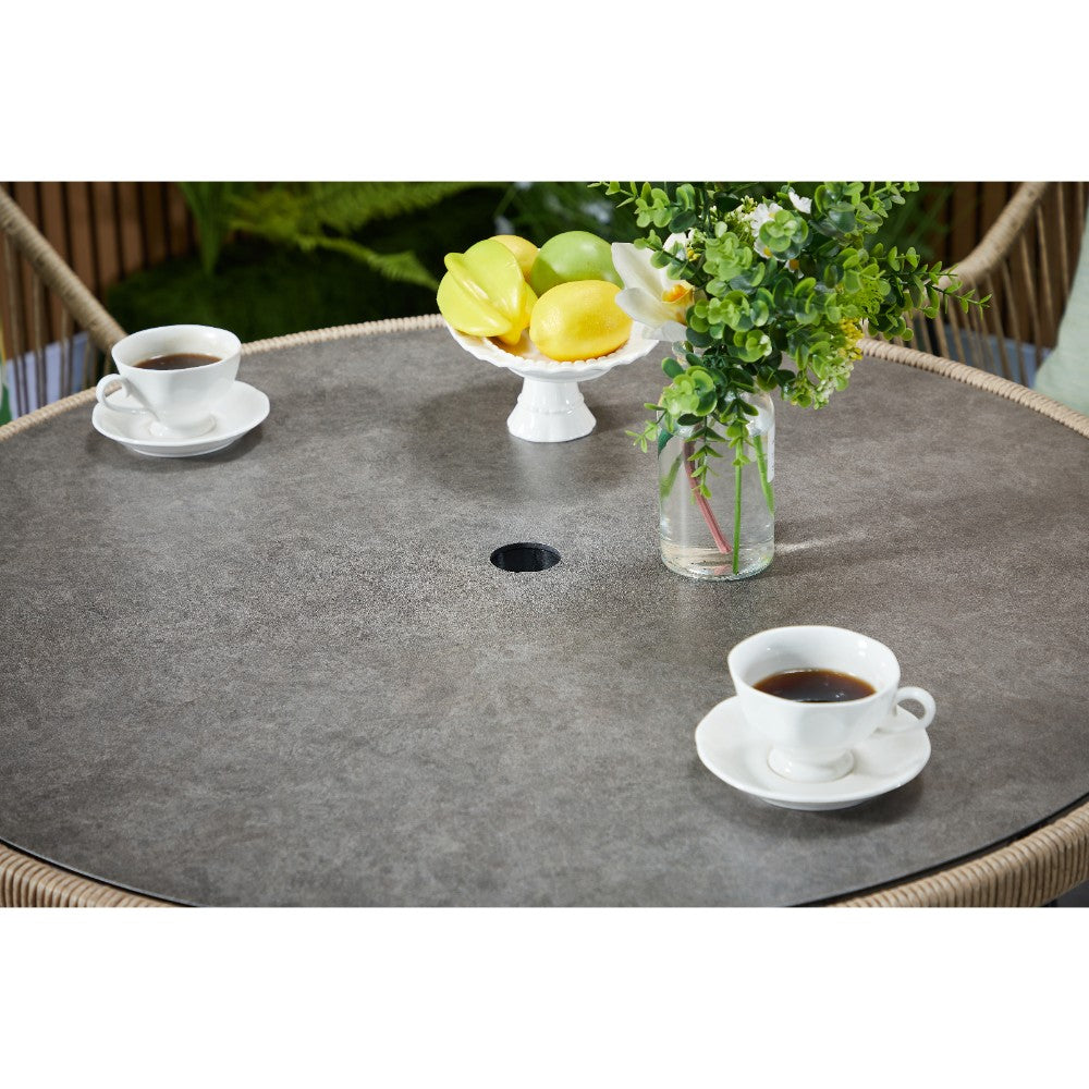 Lisbon 4 Seater Rope Garden Dining Set with Round Table