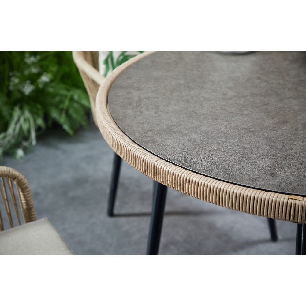 Lisbon 4 Seater Rope Garden Dining Set with Round Table