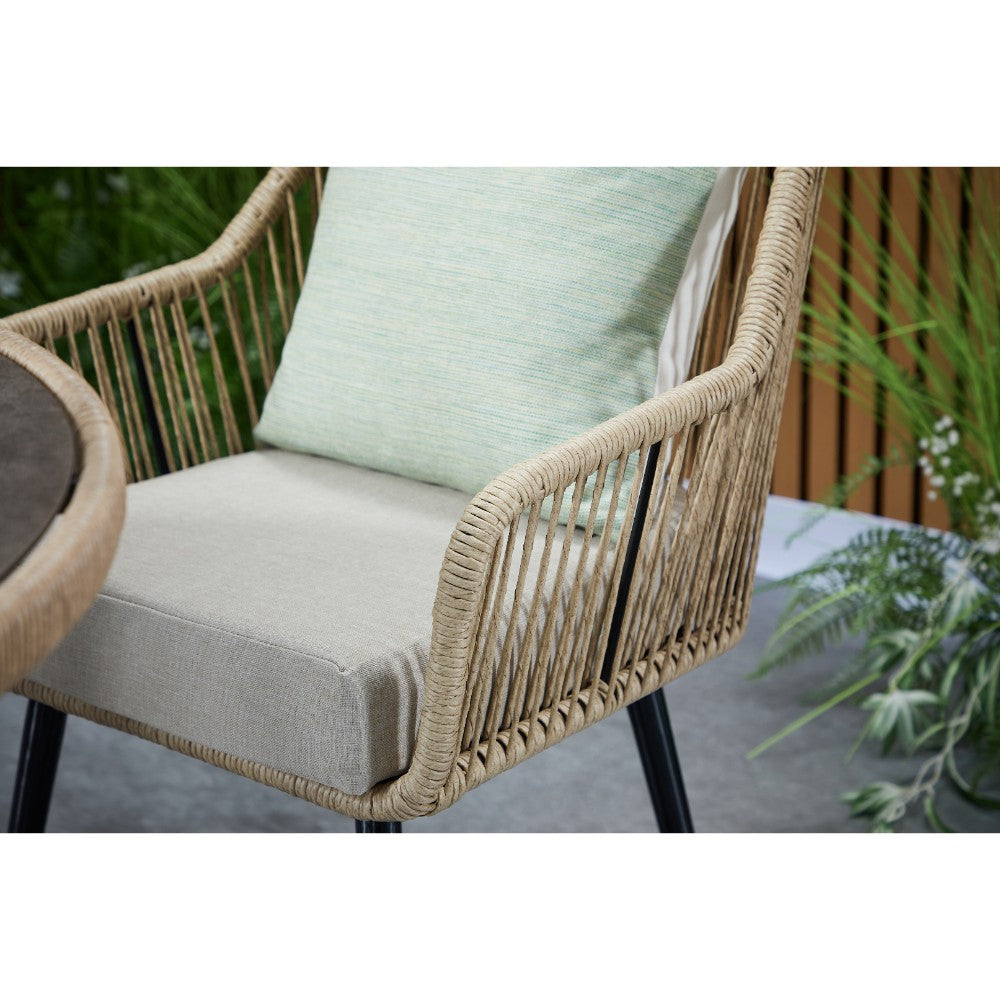 Lisbon 4 Seater Rope Garden Dining Set with Round Table