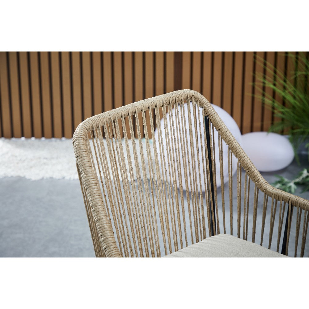 Lisbon 4 Seater Rope Garden Dining Set with Round Table