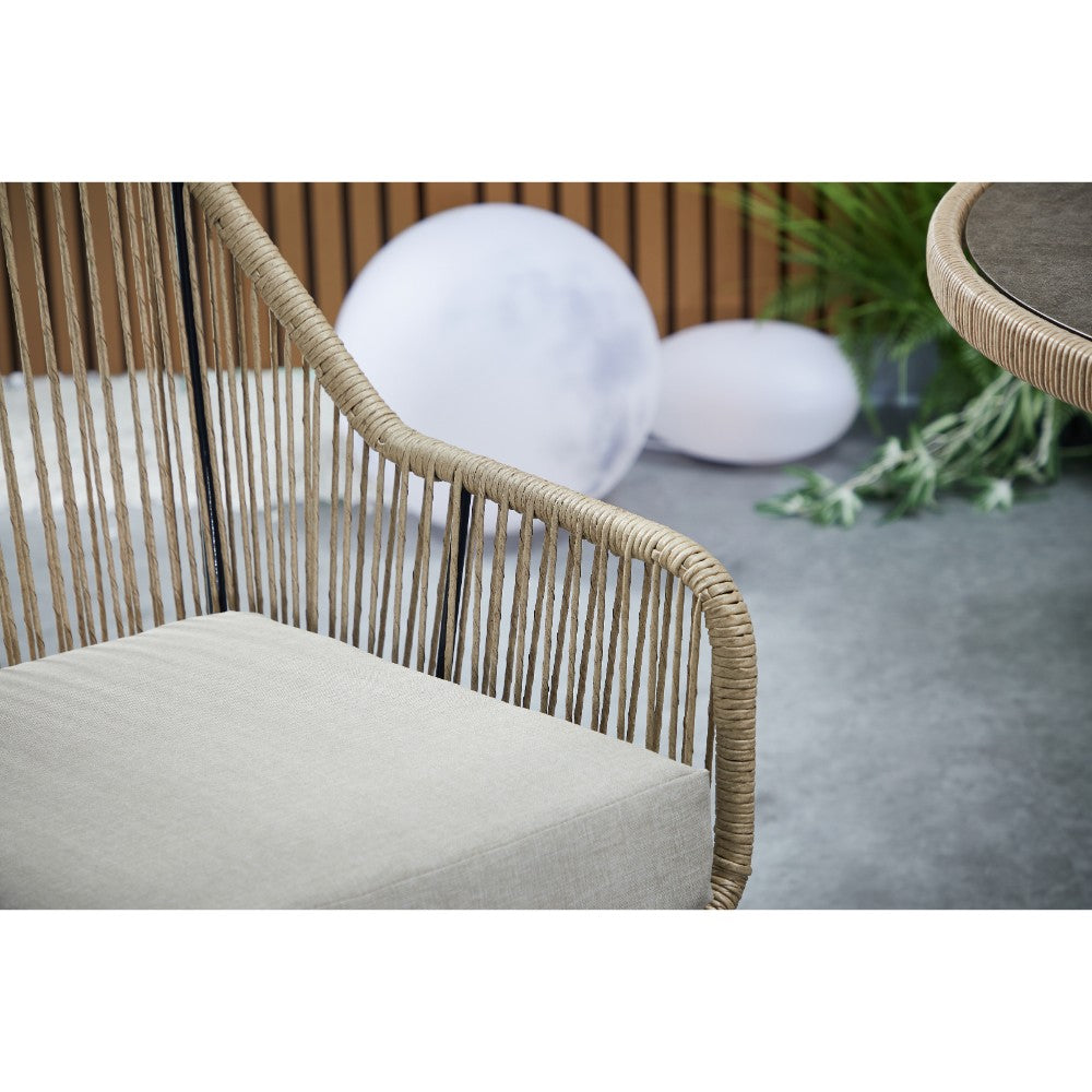 Lisbon 4 Seater Rope Garden Dining Set with Round Table