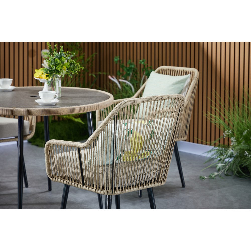 Lisbon 4 Seater Rope Garden Dining Set with Round Table