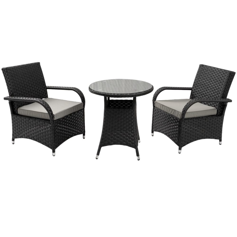 Aura 2 Seater Armchair Bistro Set Garden Rattan Set with Raincover