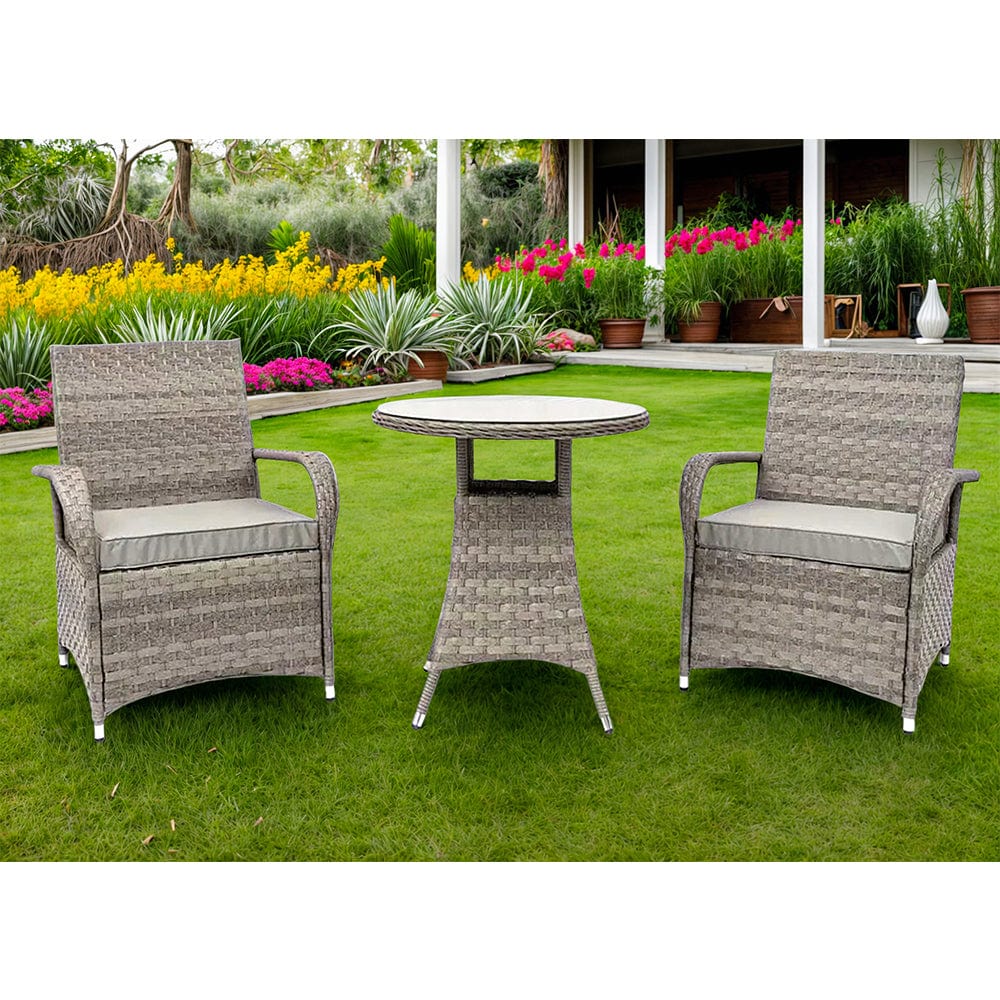 Aura 2 Seater Armchair Bistro Set Garden Rattan Set with Raincover