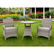 Aura 2 Seater Armchair Bistro Set Garden Rattan Set with Raincover