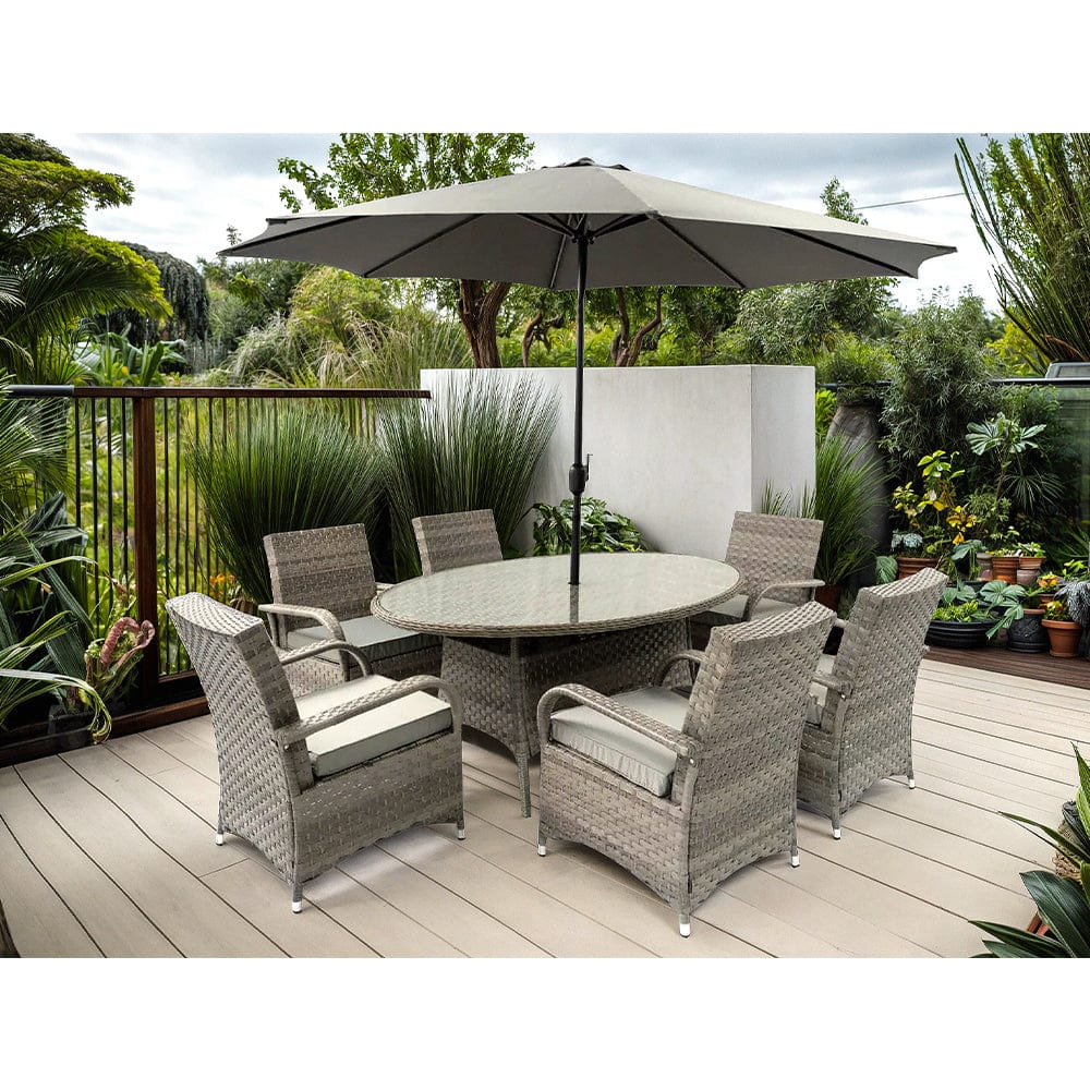 Umbrella Swara Rattan Garden Furniture Outsunny 8PC Outdoor