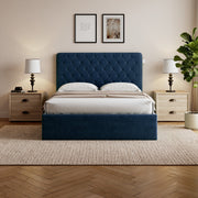 Pneumatic Velvet Bed ttoman Storage Bed Double / King Bed Lift Up Storage Bed Frame with Tufted Headboard