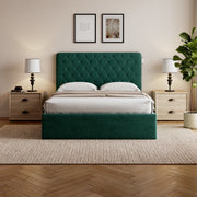 Pneumatic Velvet Bed ttoman Storage Bed Double / King Bed Lift Up Storage Bed Frame with Tufted Headboard
