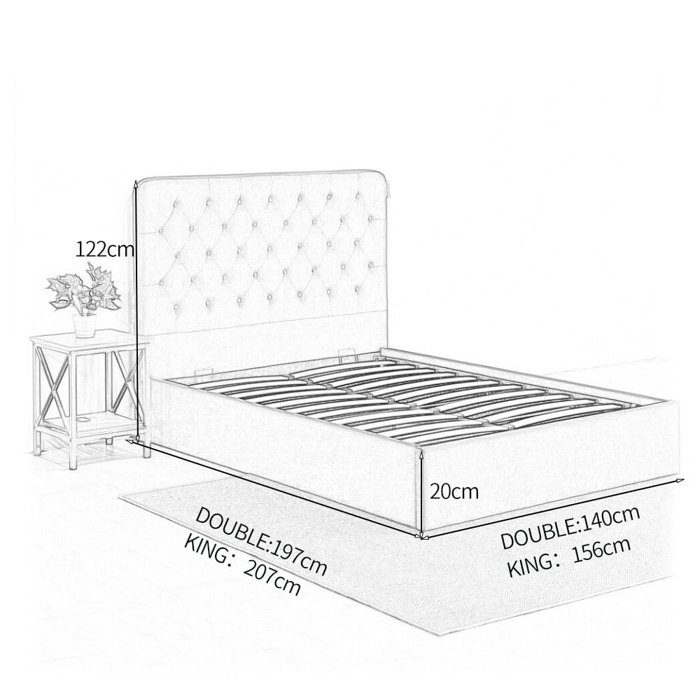 Pneumatic Velvet Bed ttoman Storage Bed Double / King Bed Lift Up Storage Bed Frame with Tufted Headboard