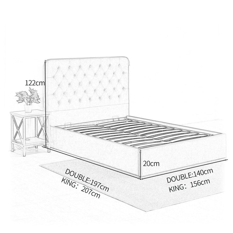 Pneumatic Velvet Bed ttoman Storage Bed Double / King Bed Lift Up Storage Bed Frame with Tufted Headboard