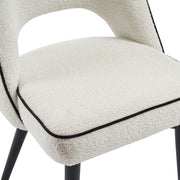 Set Of 2 Amore Boucle Dining Chair In White Teddy Fabric