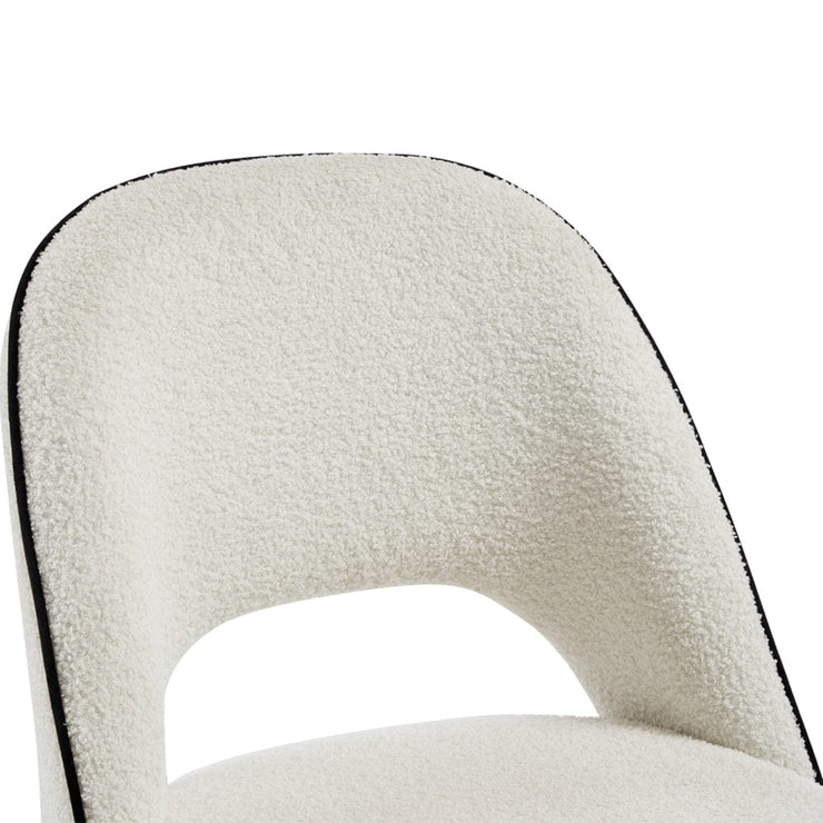 Set Of 2 Amore Boucle Dining Chair In White Teddy Fabric