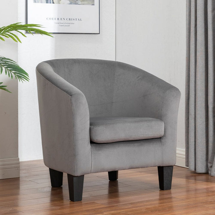 Ascot Velvet Tub Chair In Grey