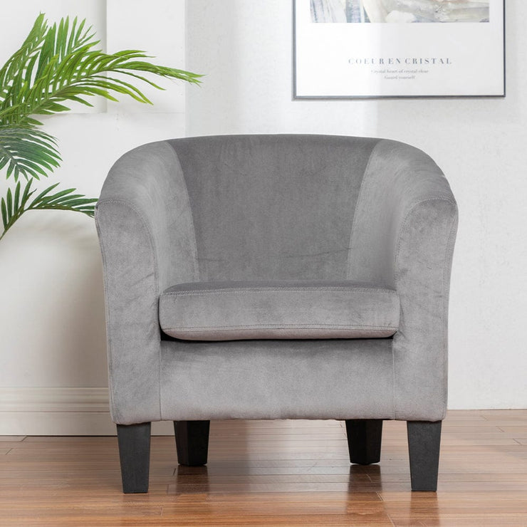 Ascot Velvet Tub Chair In Grey