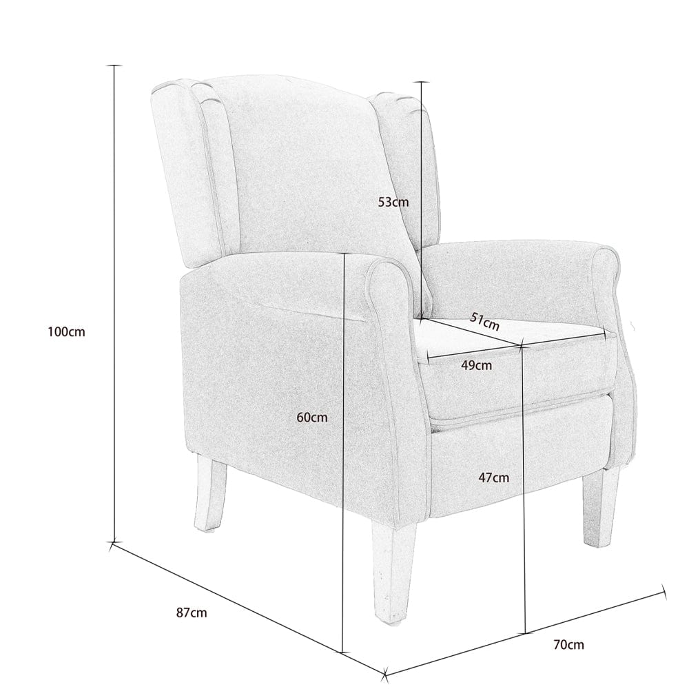Ascot Velvet Pushback Recliner Chair