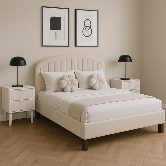 Aurora Plush Bed Frame with Head Board Single Bed or Double Bed