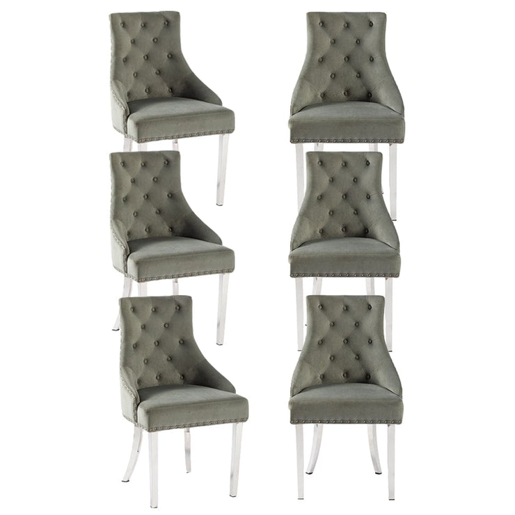 Avers Grey Velvet Button Back Dining Chairs