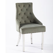 Avers Grey Velvet Button Back Dining Chairs