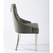 Avers Grey Velvet Button Back Dining Chairs