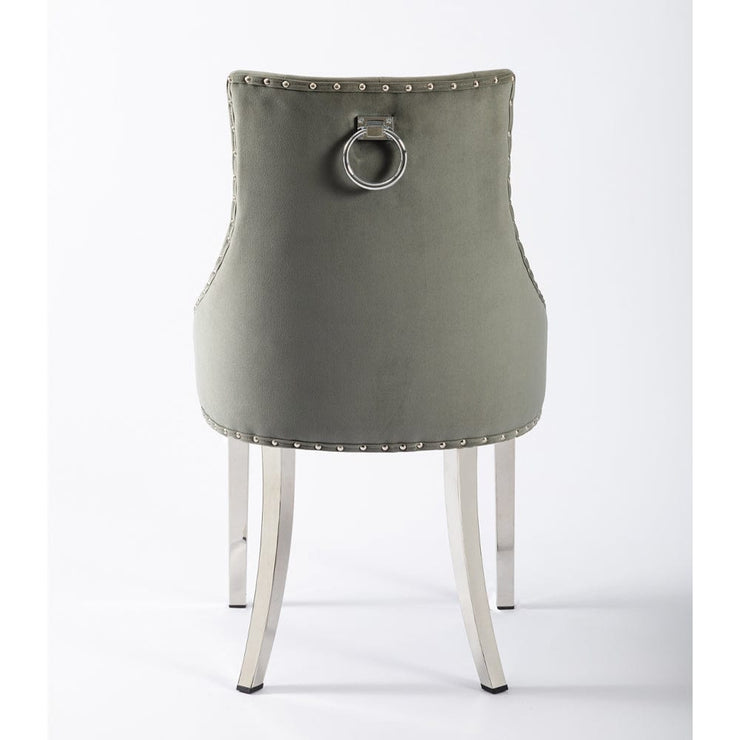 Avers Grey Velvet Button Back Dining Chairs