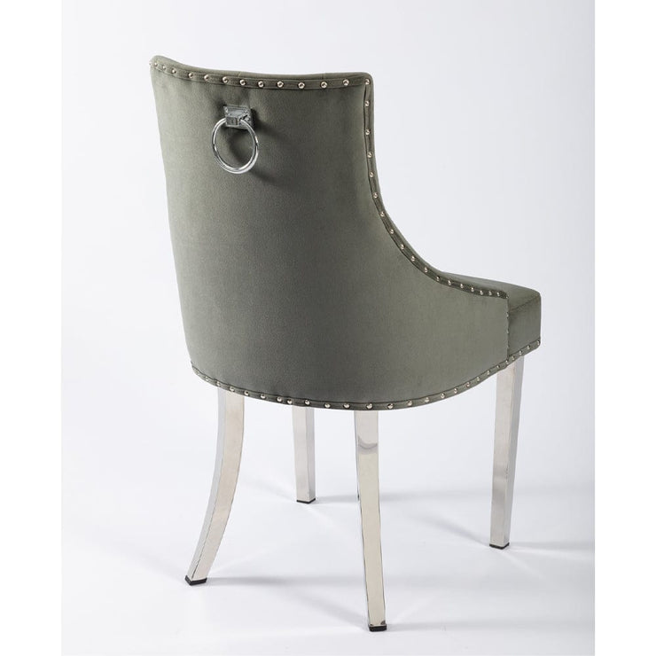 Avers Grey Velvet Button Back Dining Chairs