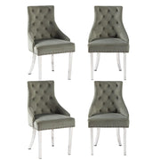 Avers Grey Velvet Button Back Dining Chairs