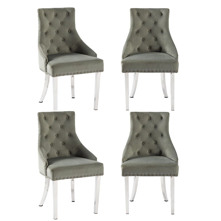 Avers Grey Velvet Button Back Dining Chairs