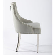 Avers Light Grey Velvet Button Back Dining Chairs