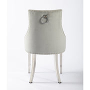 Avers Light Grey Velvet Button Back Dining Chairs