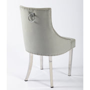 Avers Light Grey Velvet Button Back Dining Chairs