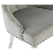 Avers Light Grey Velvet Button Back Dining Chairs