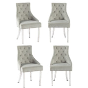 Avers Light Grey Velvet Button Back Dining Chairs