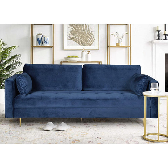 Avery Velvet 3 Seater Sofa with 2 Scatter Cushions