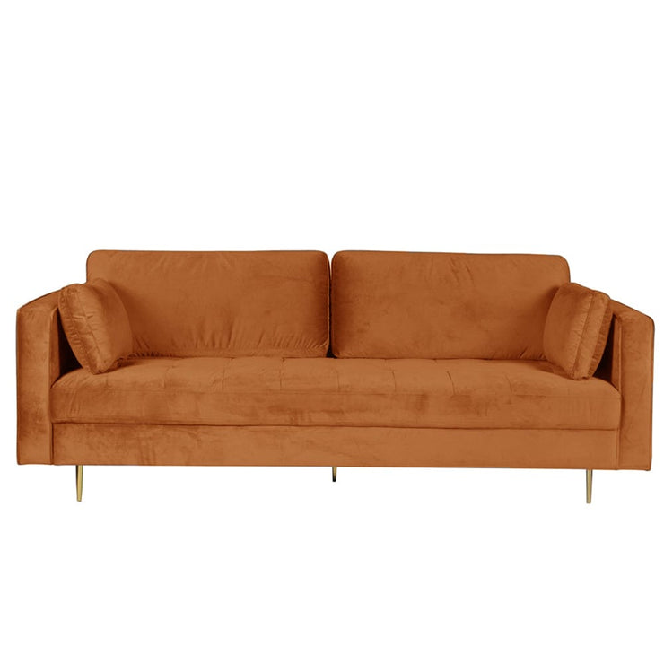 Avery Velvet 3 Seater Sofa with 2 Scatter Cushions