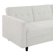 Avery Reversible White Corduroy Corner Sofa With Storage Chaise and Ottoman Bench